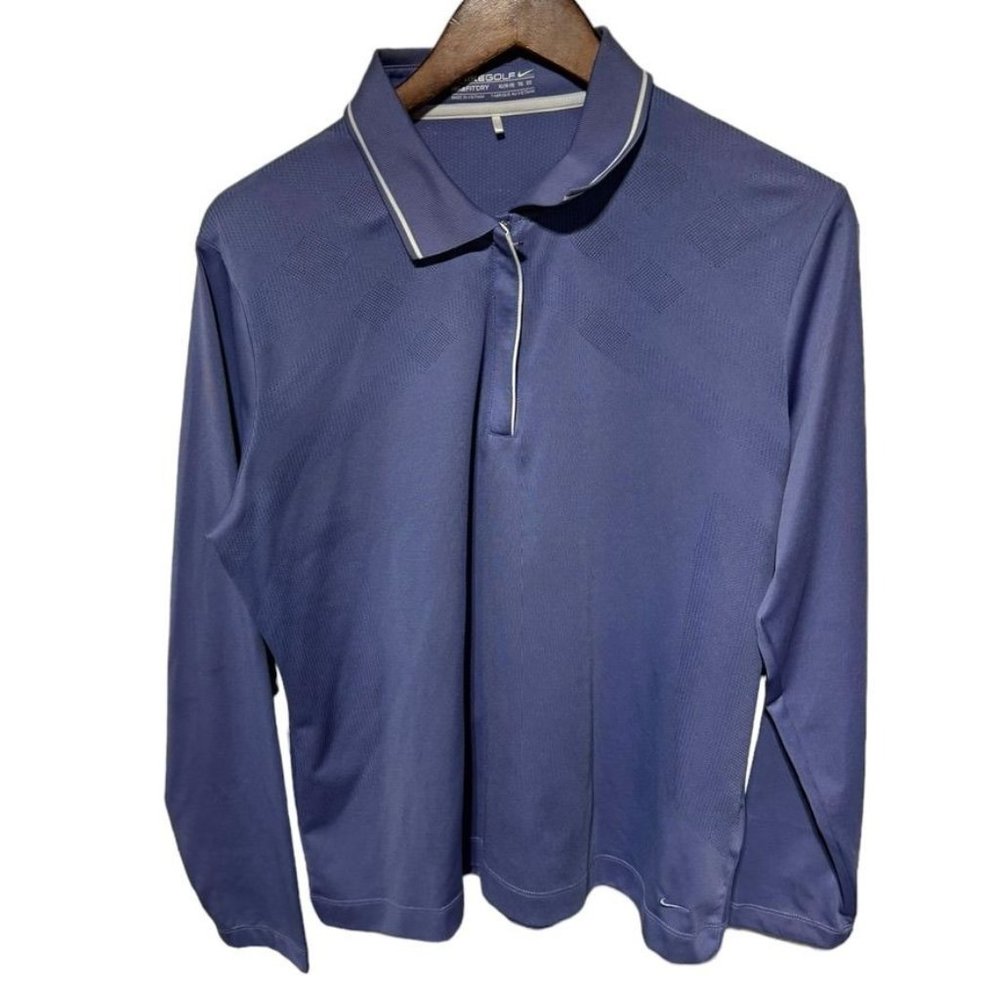 Nike Long Sleeve Polo Top Navy with White Trim